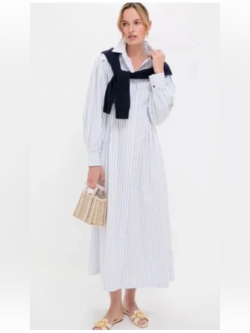 Tuckernuck Corinne Blue and White Matress Stripe Maxi Dress Sz Large
